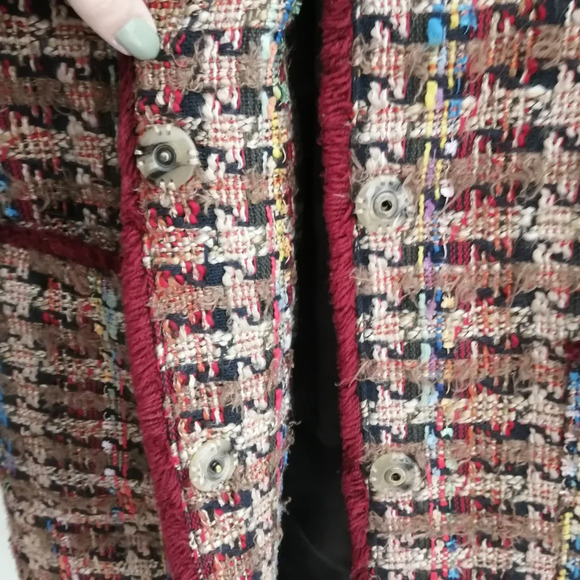 Anthropologie ett:twa Harlequin Boyfriend Colourful Tweed Long Jacket Small - Picture 10 of 17